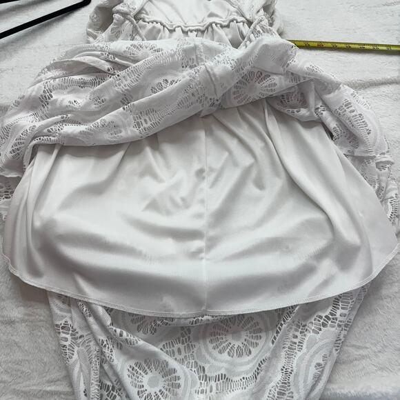 Windsor White Strapless Lace Overlay Maxi Dress Size S/M Padded Cups Stretchy - Picture 8 of 9